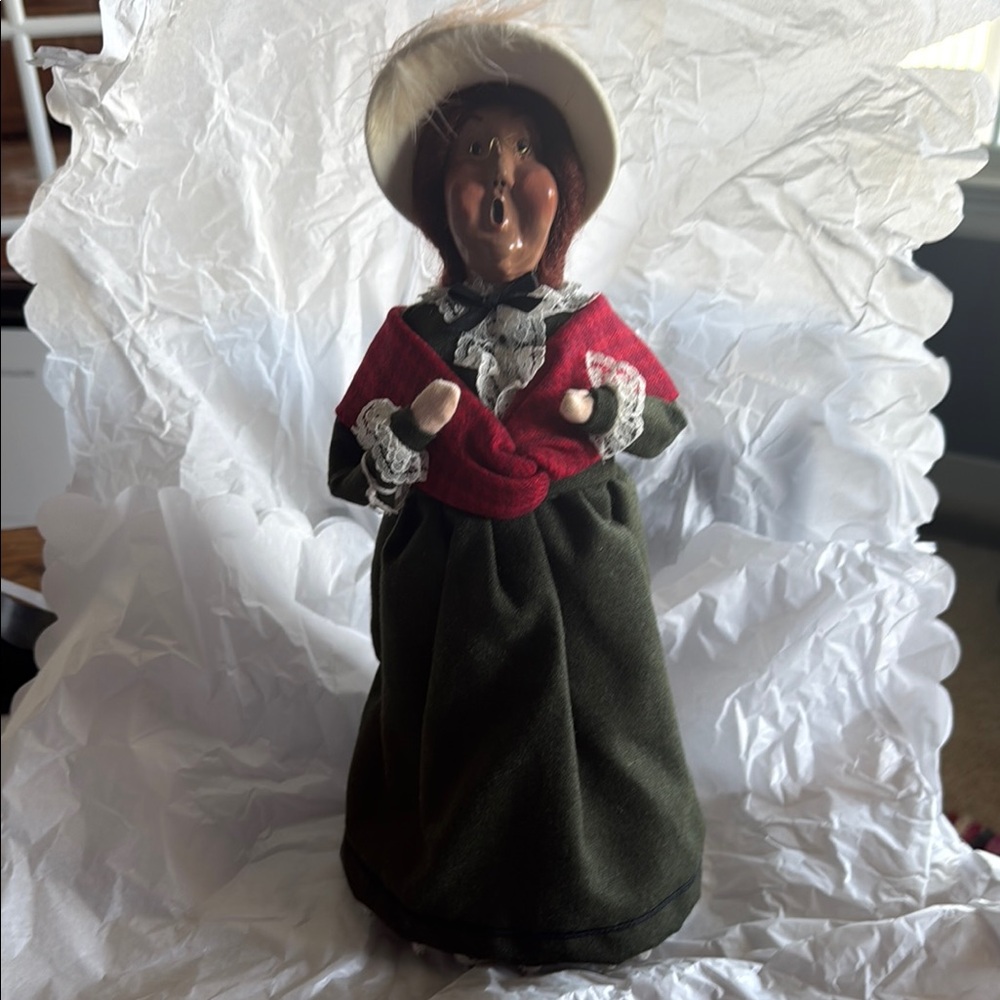Holiday Caroler Figurine with Red and Green Attire
